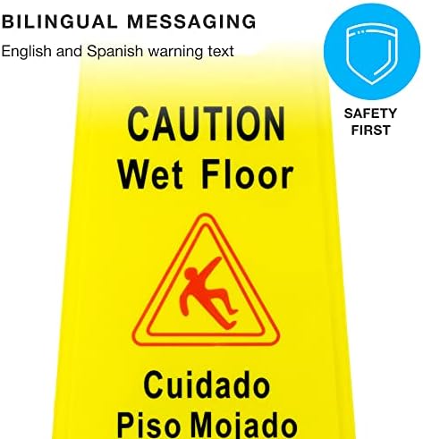 Bolthead זהירות תעשייתית שלטי רצפה רטובים | אזהרה דו-לשונית דו צדדית, פיזו מוג'אדו | מניעת תאונות להחליק וסתיו